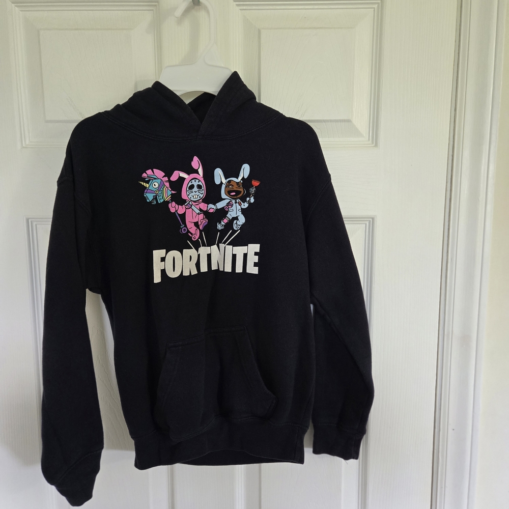 Fortnite Kids Medium Black Hoodie with Rabbit Raider & Bunny Brawler Logos